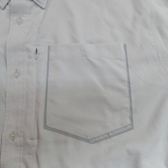 Under Armour Mens Shirt 2XL Gray Light Solid Short Sleeve Performance Pocket - Picture 4 of 11